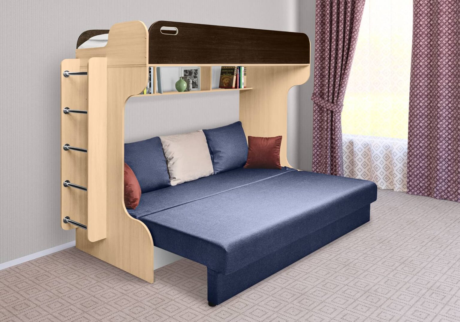 Элиза Голд двухъярусная кровать с диваном ами мебель