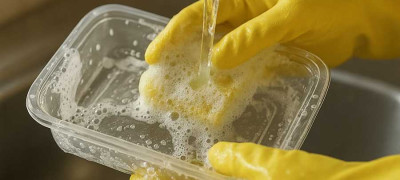 Как отмыть пластиковые контейнеры от жира
