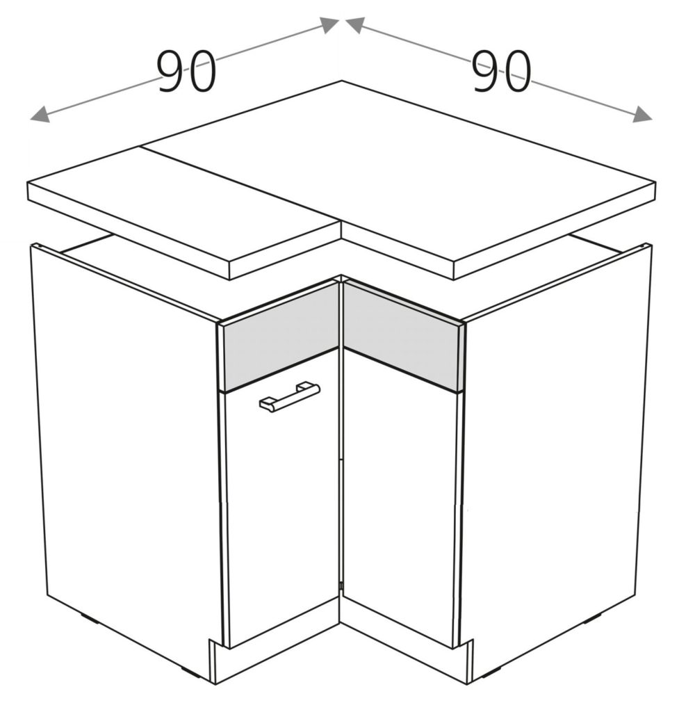 Угловой двухстворчатый шкаф размеры