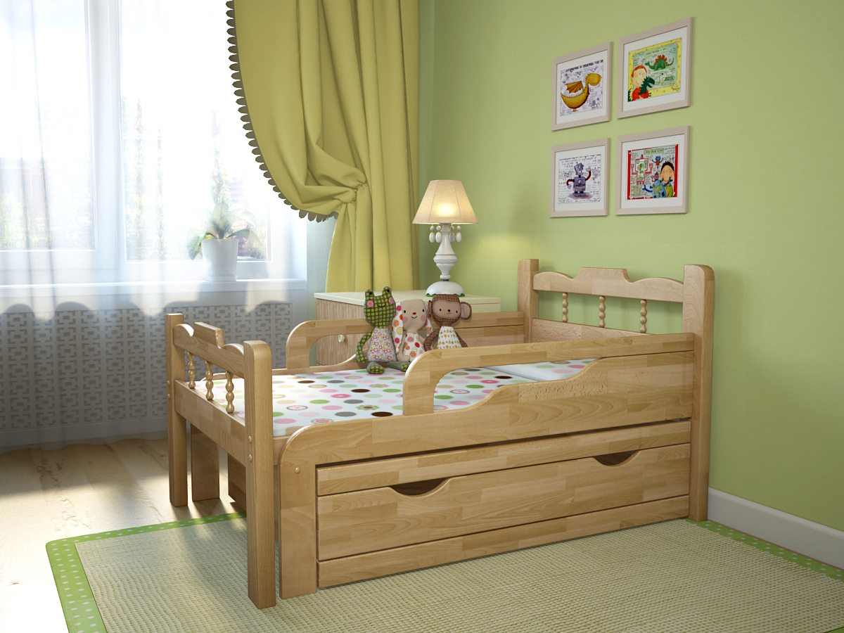 деревянная детская кровать с бортиками от 2 лет