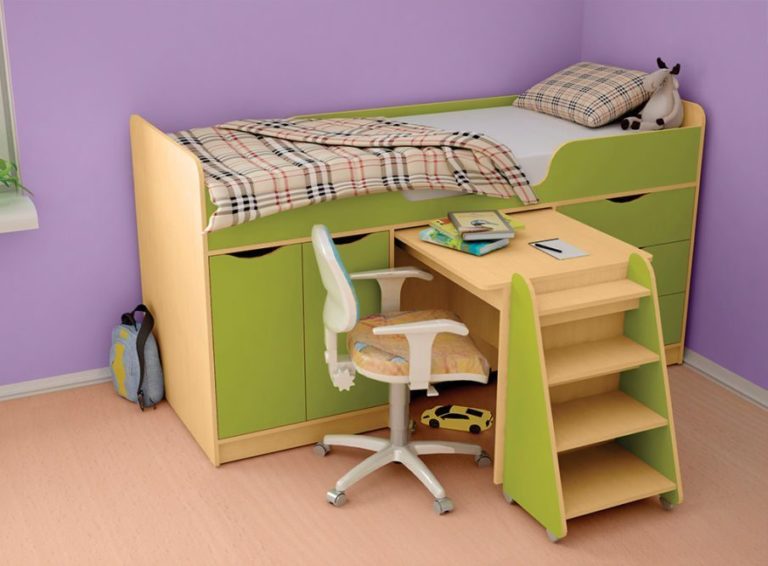 Детская мебель двухъярусная кровать со столом