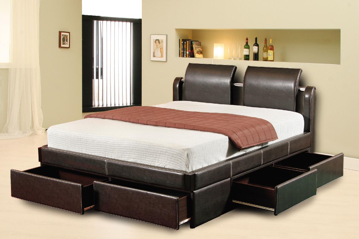 двуспальные кровати с ящиками дизайн идеи