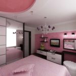кровать с розовым потолком