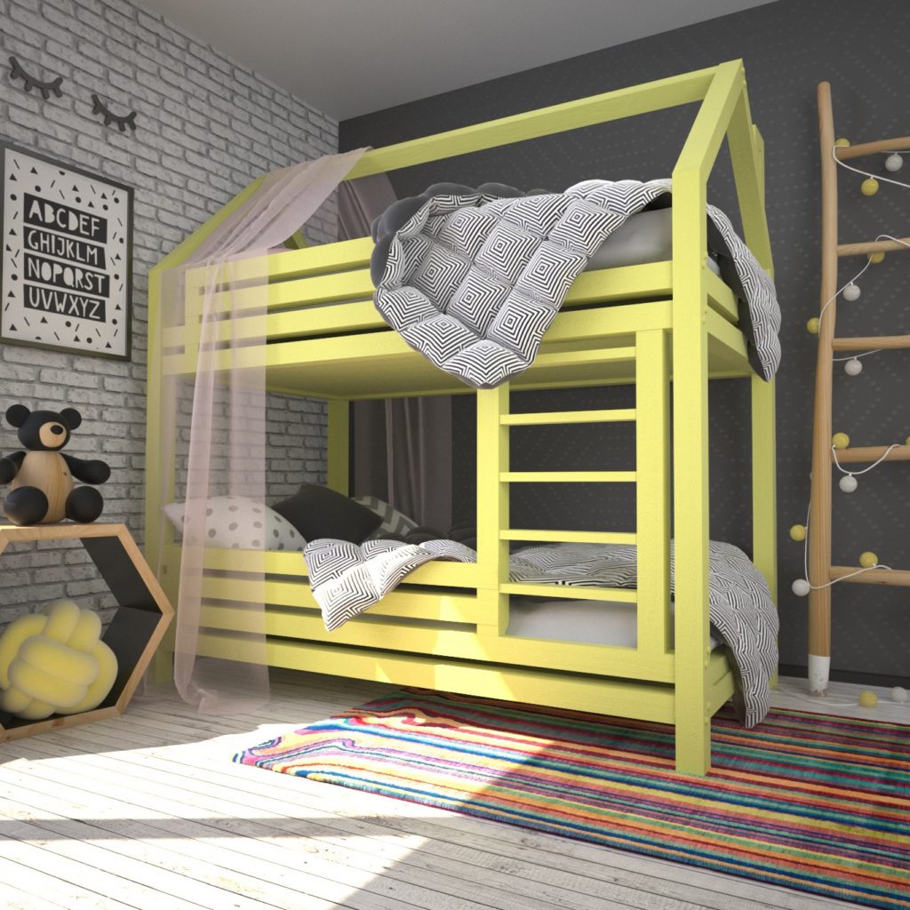 Детская кровать домик с окошками