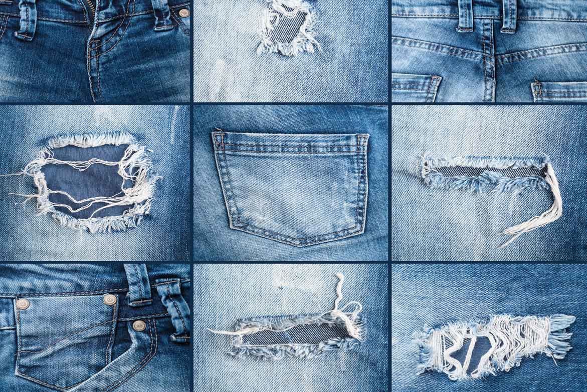 царапины и дырки на джинсах