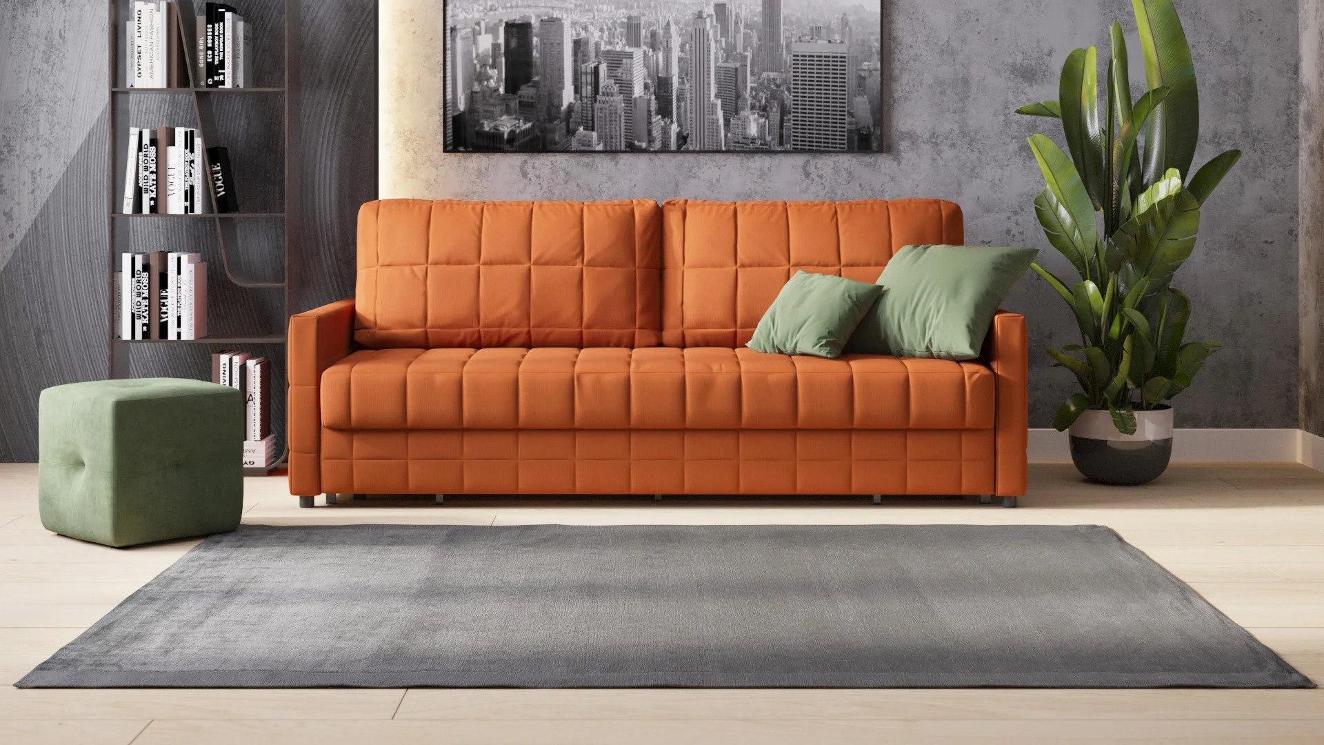 диван с механизмом тик так оранжевый