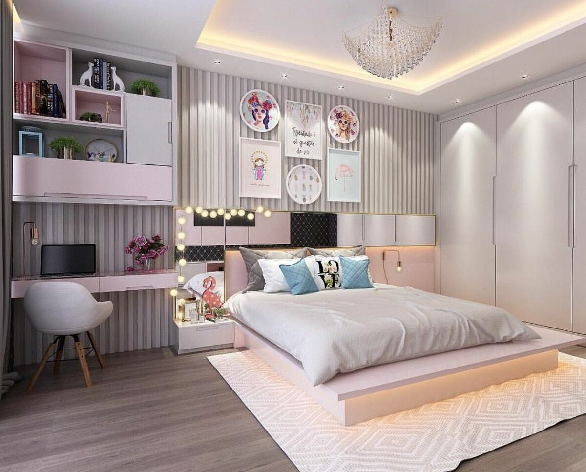 Дизайн спальной комнаты для подростка 84 фото
