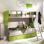детская двухъярусная кровать зеленая