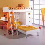 детская двухъярусная кровать оранжевая