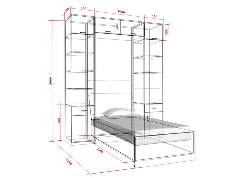 Шкаф кровать трансформер чертежи с размерами