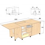 пример чертежа стола для швейной машинки с ящиками