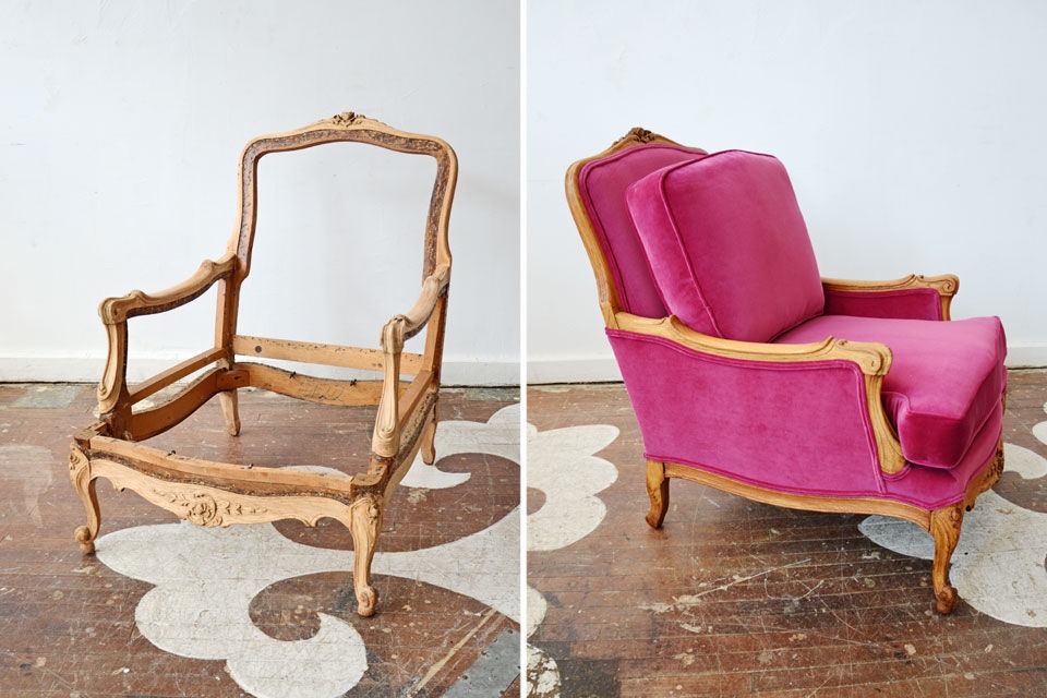 реставрация кресла с деревянными подлокотниками