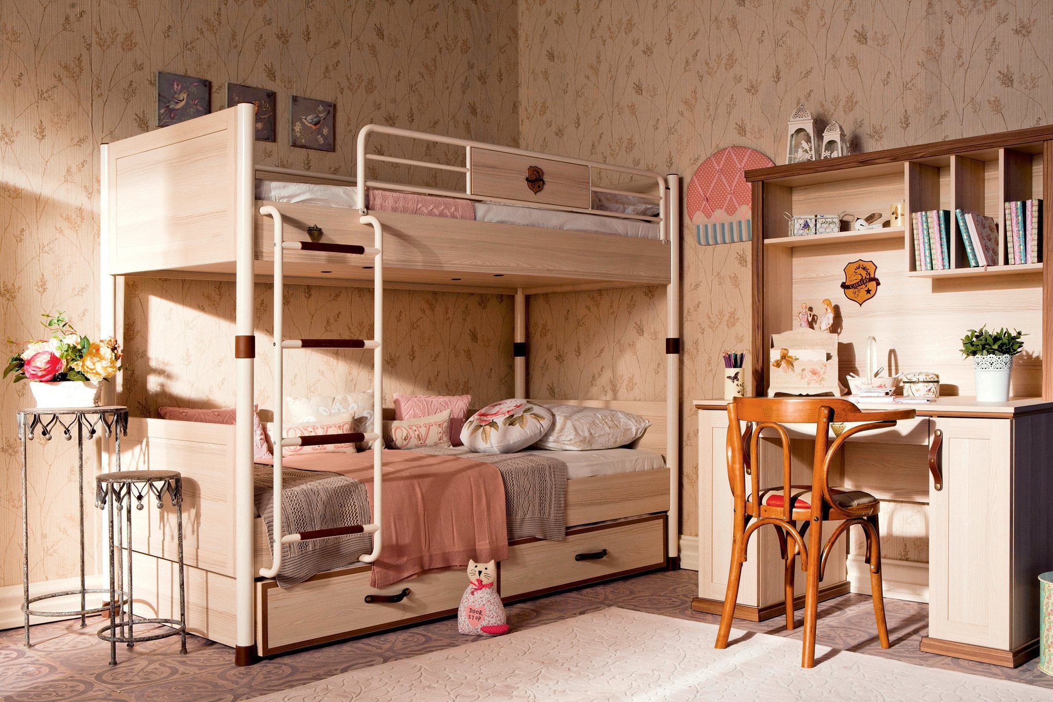 Интерьер детской для двоих с двухъярусной кроватью