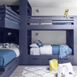 двухъярусная кровать синяя на 4 человека