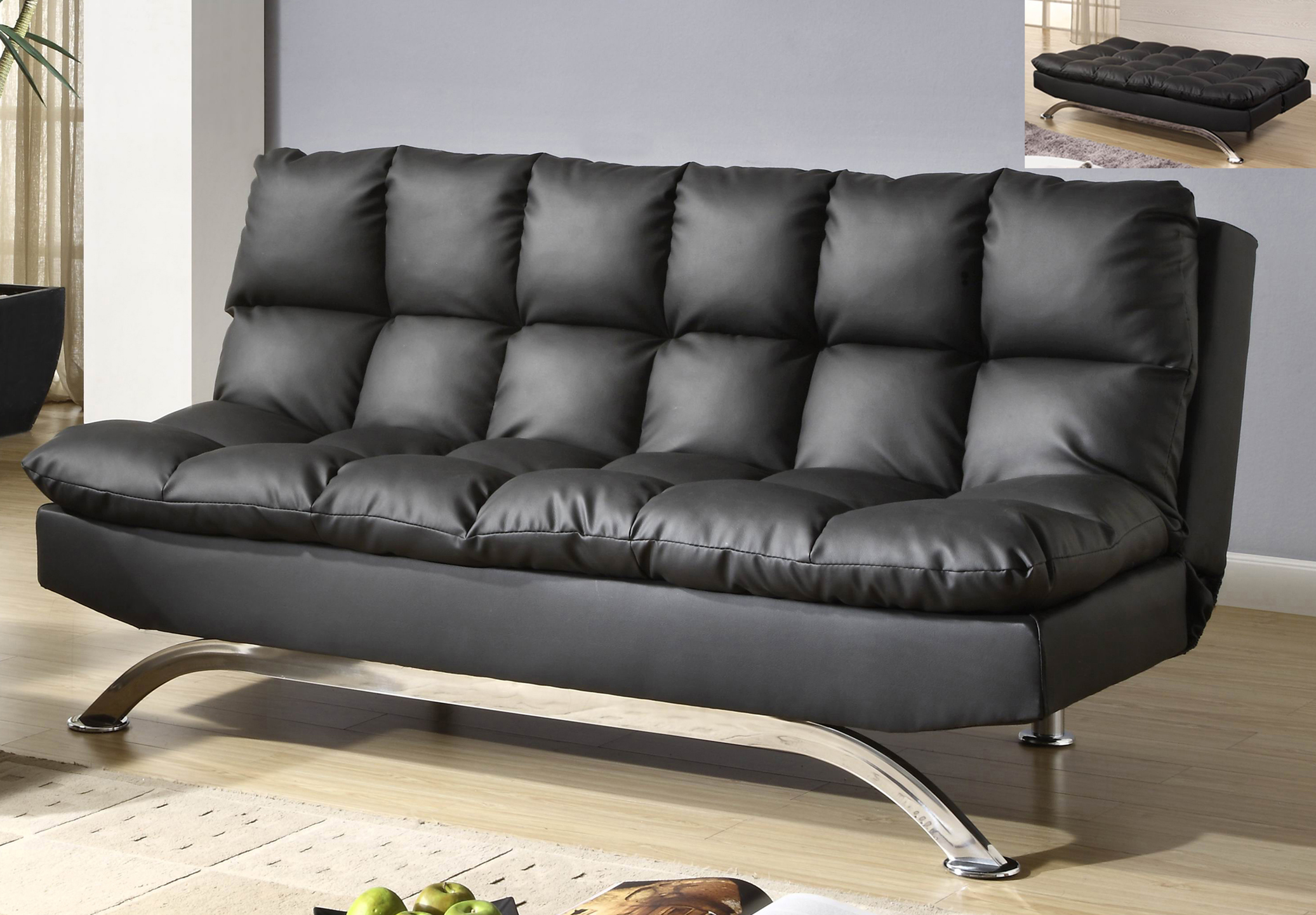 черный угловой диван из экокожи