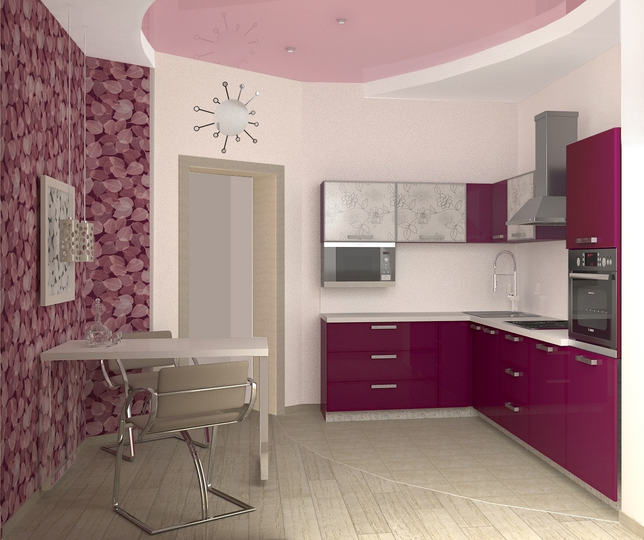 Квадратный метр кухонного гарнитура. Красивые кухни. Бордовый кухонный гарнитур. Кухни бордового цвета. Кухонный гарнитур розовый.