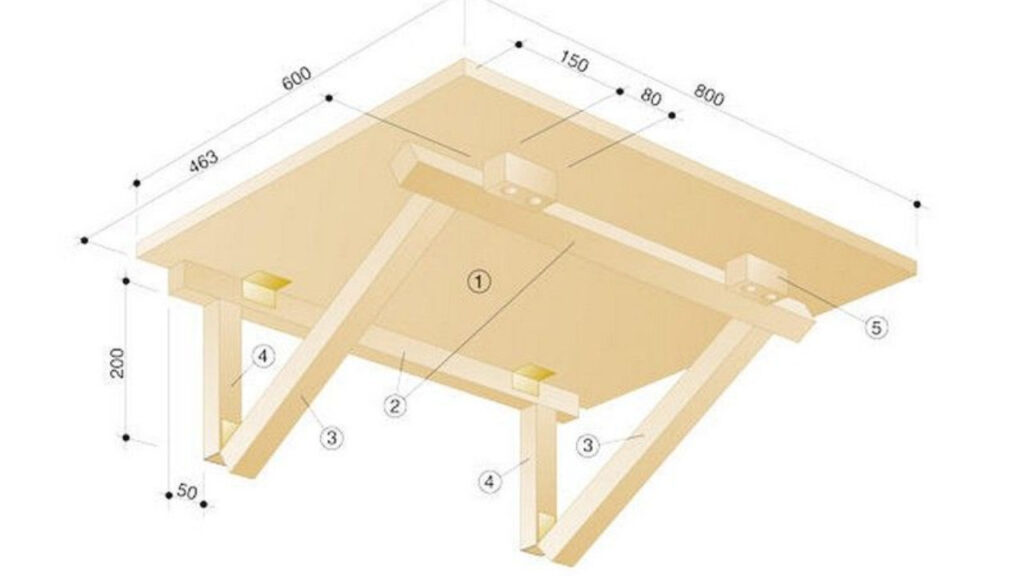 Откидной столик на балкон схема