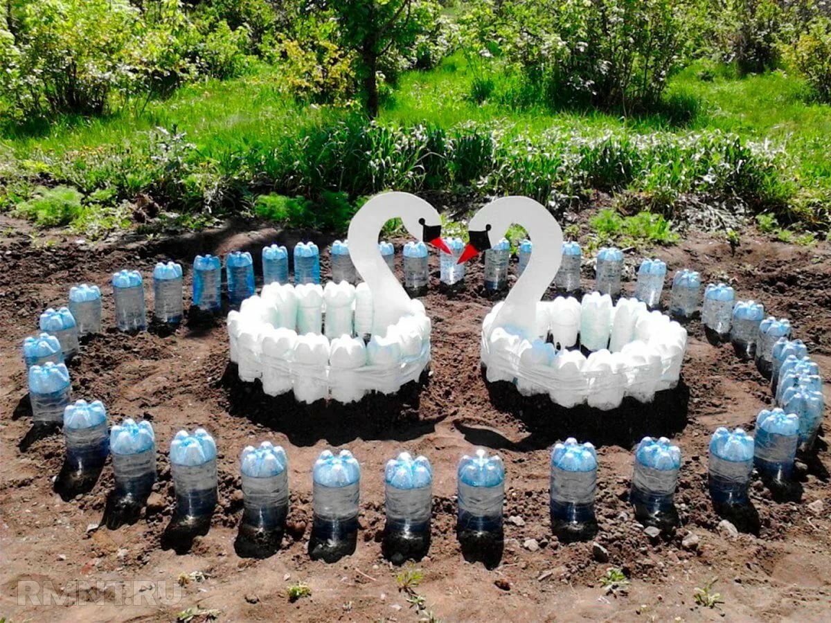 Украшения для сада из пластиковых бутылок