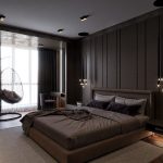 темно-коричневая мебель в спальне