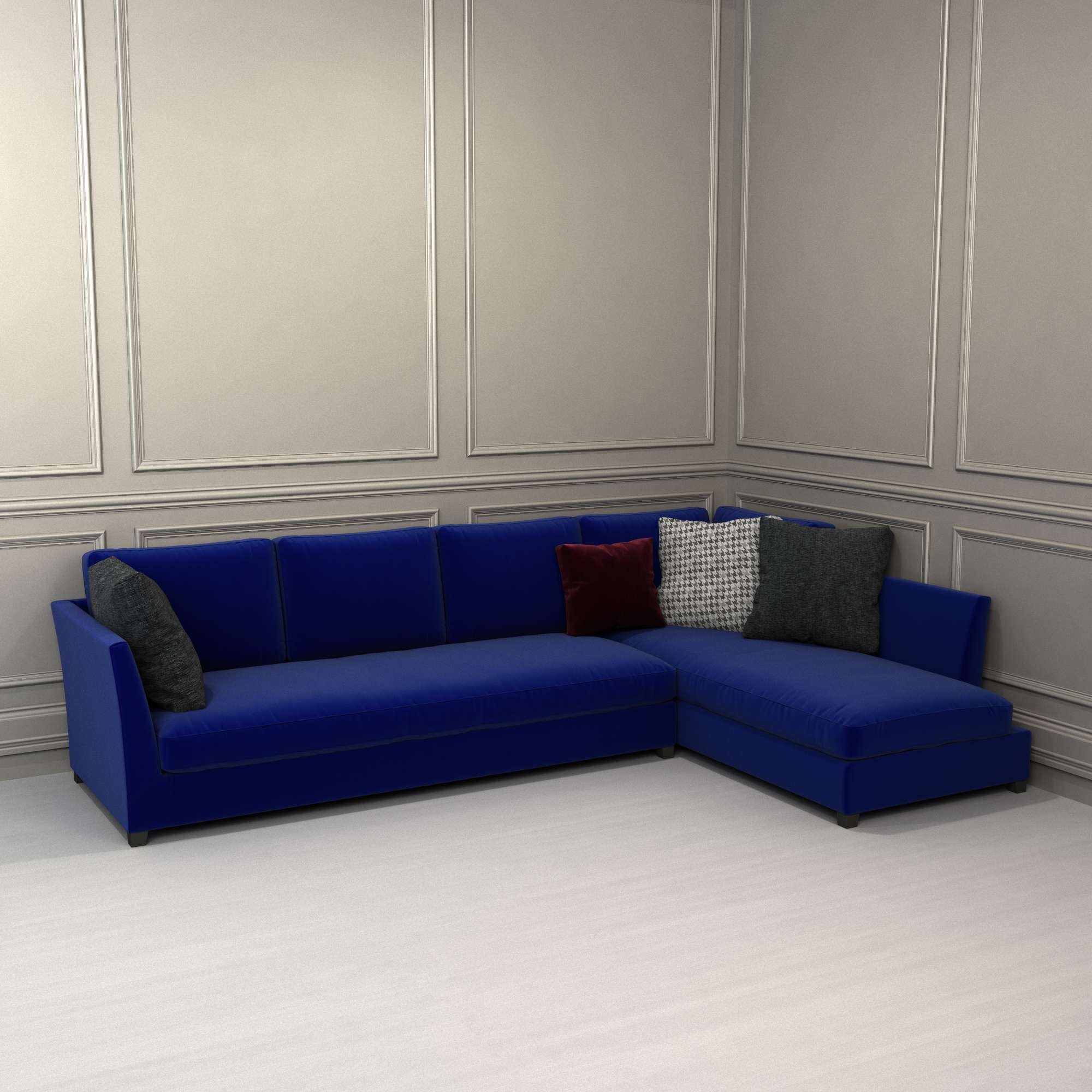 Синий диван честер в интерьере
