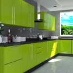 зеленая кухня с серым