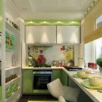 зеленая кухня с подсветкой