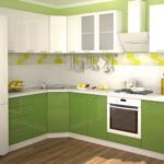 зеленая кухня с белой полоской
