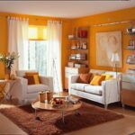 белая мебель с оранжевым