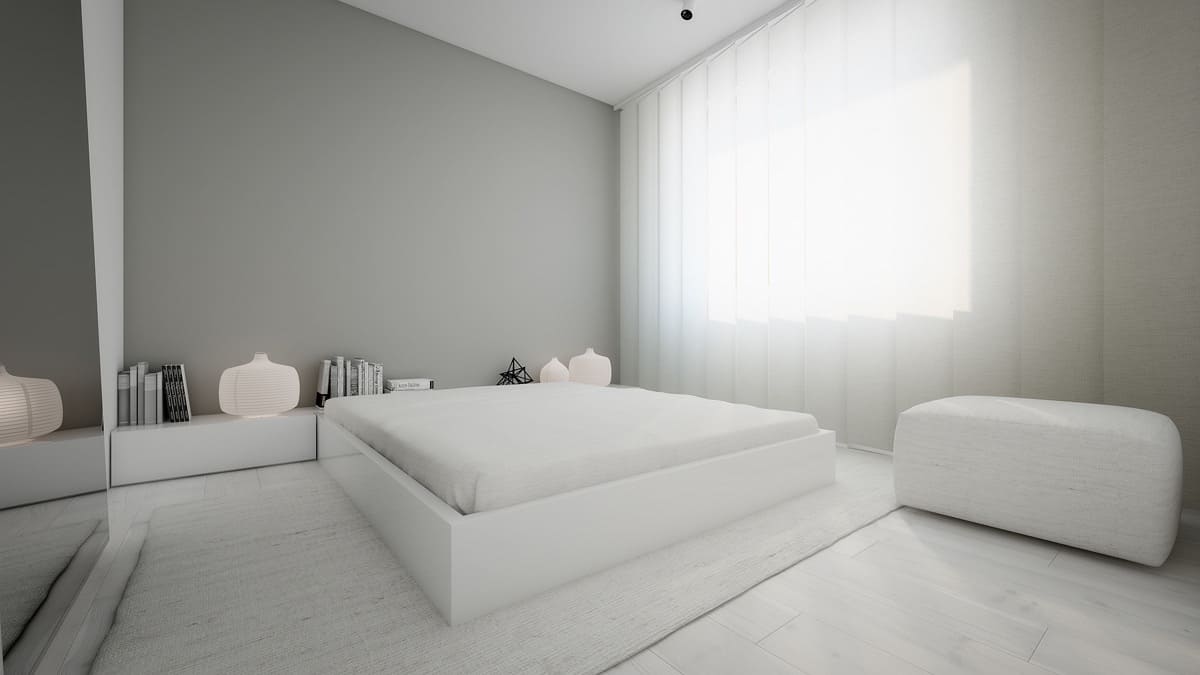 белая спальня в минимализме