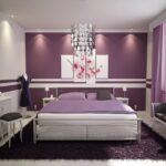 белая мебель в фиолетовой спальне