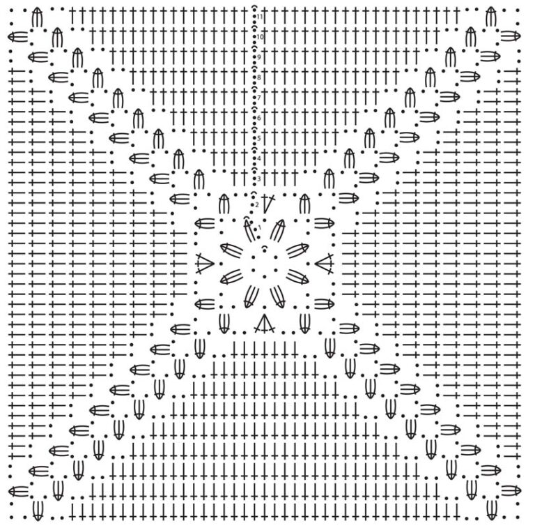 Чехол на табурет крючком квадратный схема