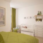 детская кровать в зеленой спальне