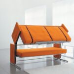 диван-трансформер оранжевый полусложенный