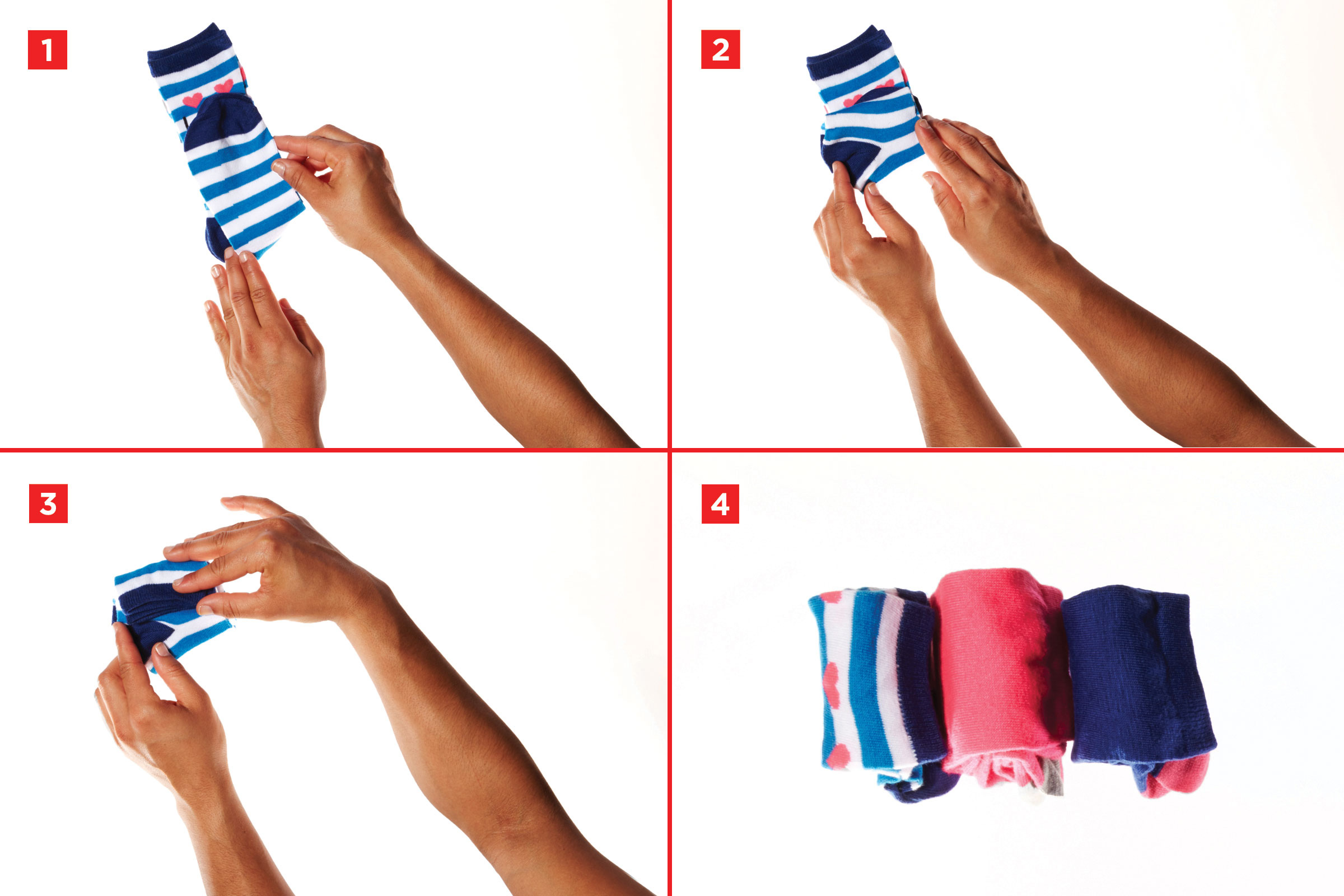 как сложить носки рулоном
