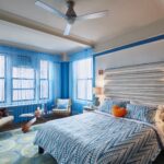 шторы лапша голубые в спальне