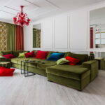 зеленый диван в интерьере фото идеи