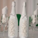 декор бутылки белый с цветами