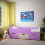 фиолетовая кровать для детей