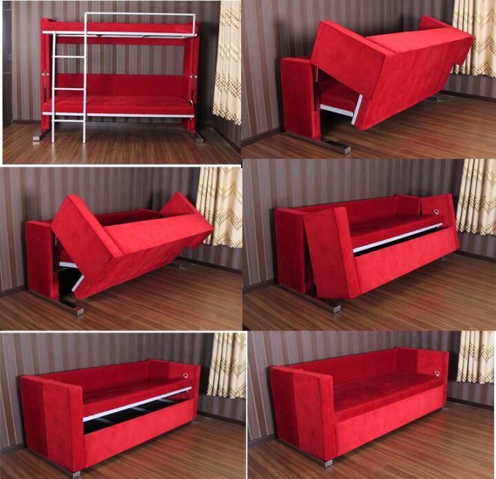 Двухъярусная кровать фламинго с диваном