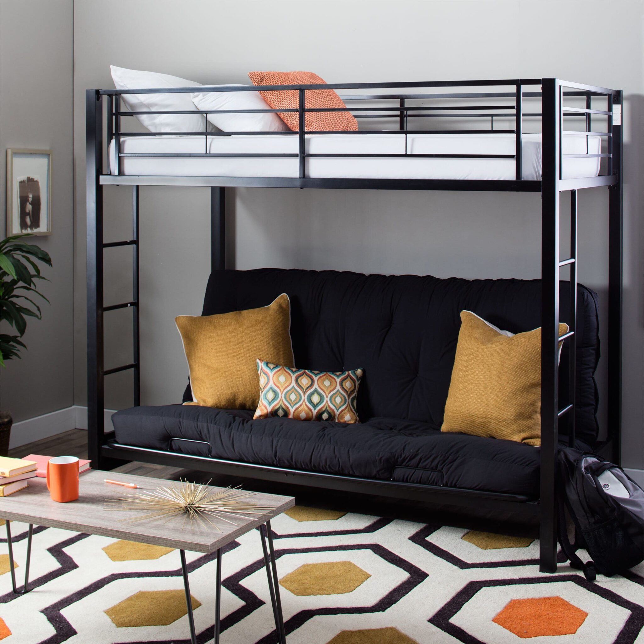 двухъярусная кровать с диваном металл