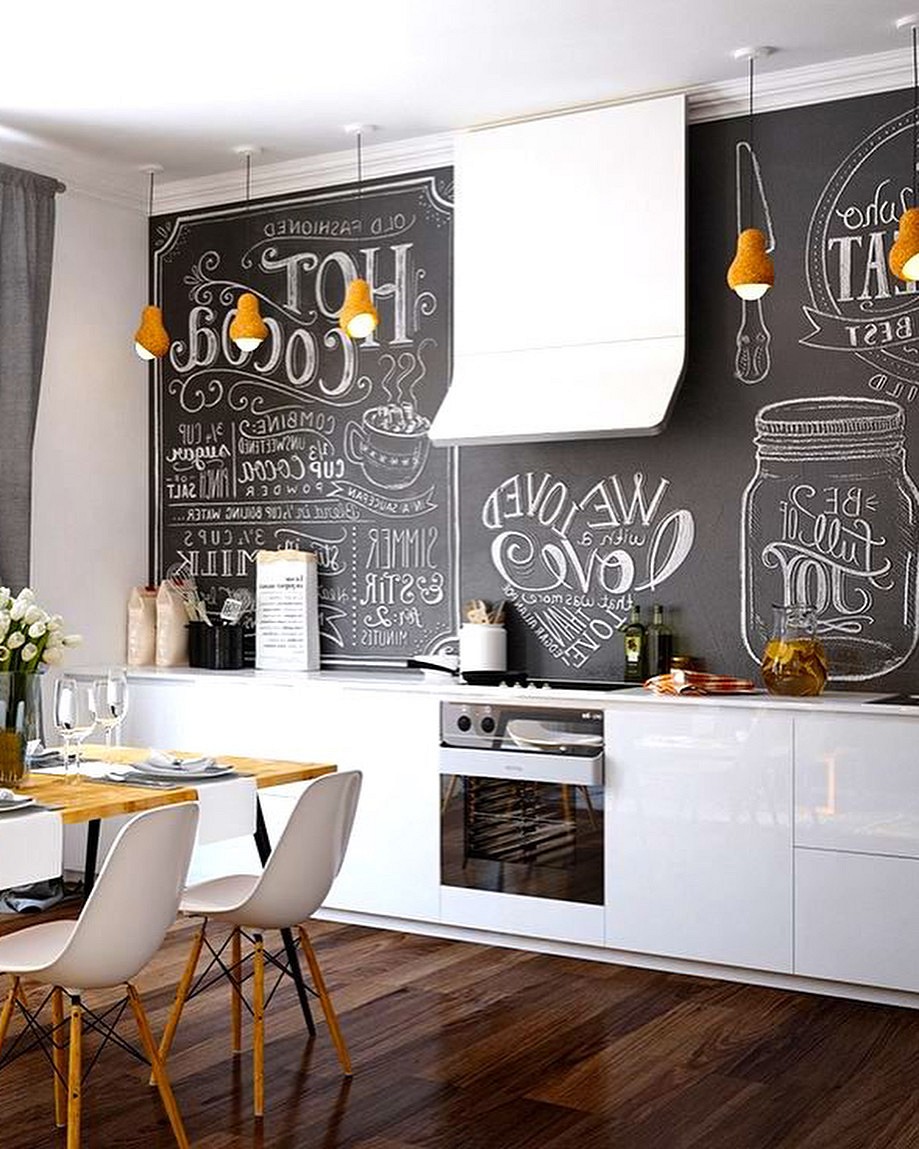 Фартук лофт. Меловая стена. Грифельная доска на кухне. Графитная доска на кухне. Графитовая стена на кухне.