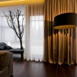 модные шторы в гостиной коричневые
