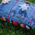 подушка из джинсов с мишками