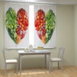 шторы на кухню с овощами