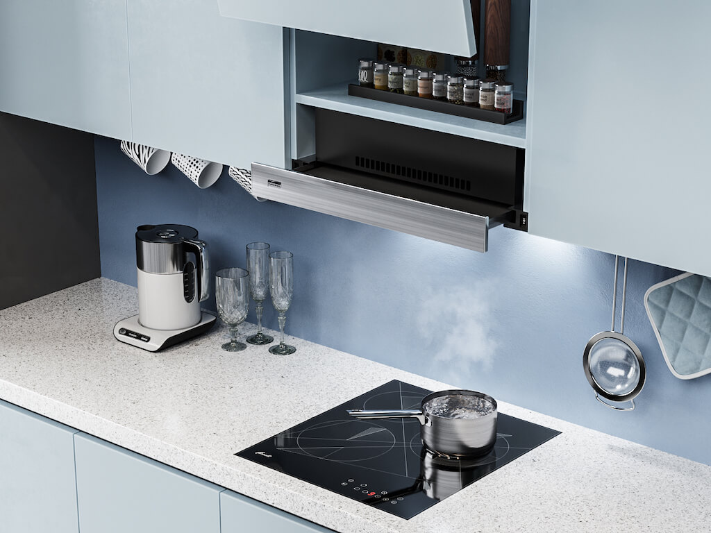 Вытяжка для кухни без отвода в вентиляцию с угольным фильтром 60 см выдвижная