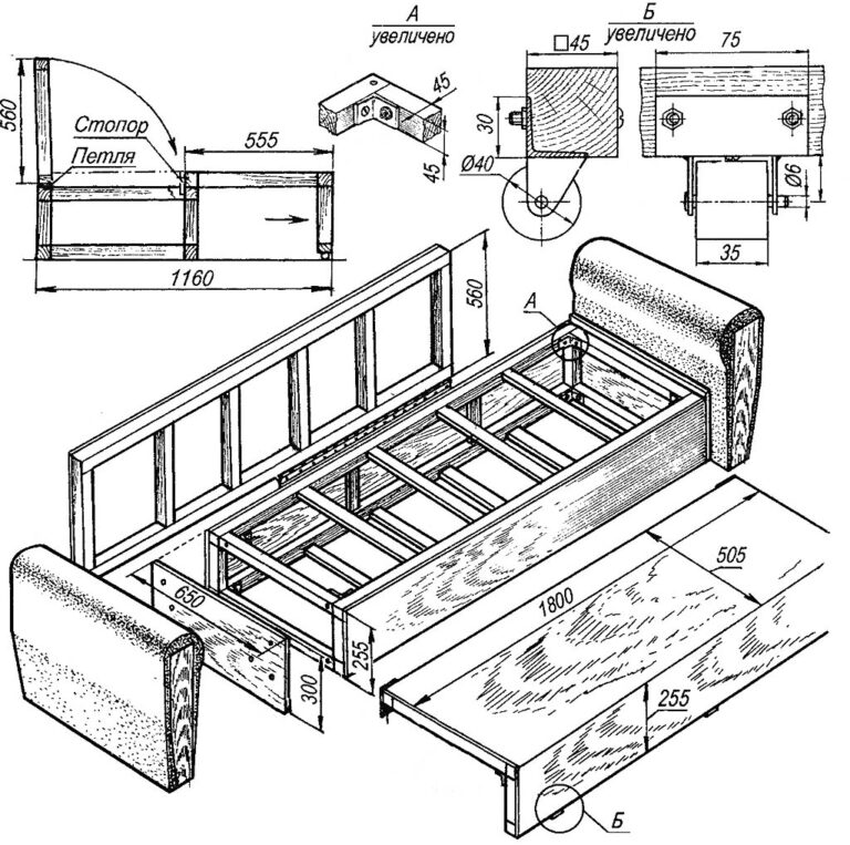 Простой диван своими руками чертежи
