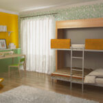 кровать двухъярусная желтая