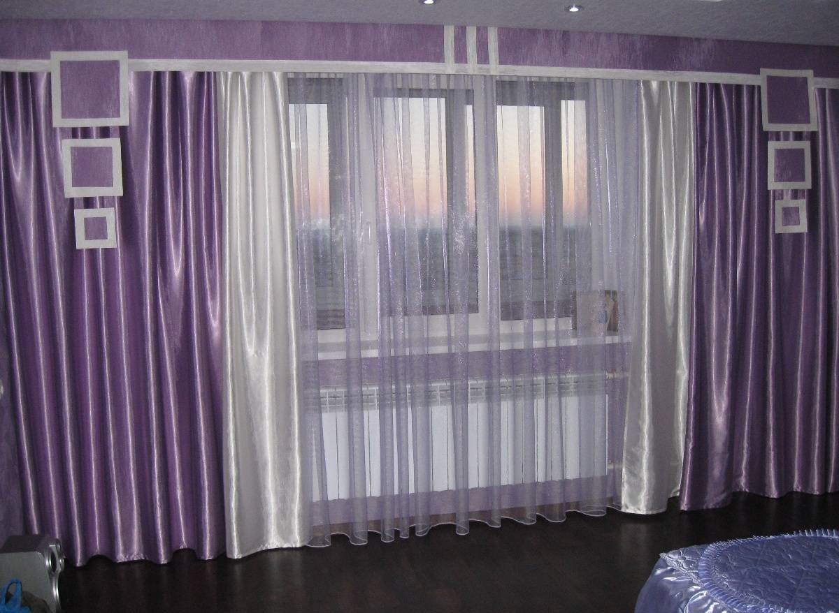 Тюли для зал с фиолетовыми оттенок