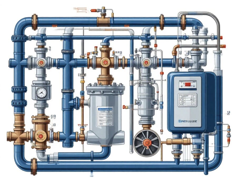 Инженерная система отопления и водоснабжения в разрезе