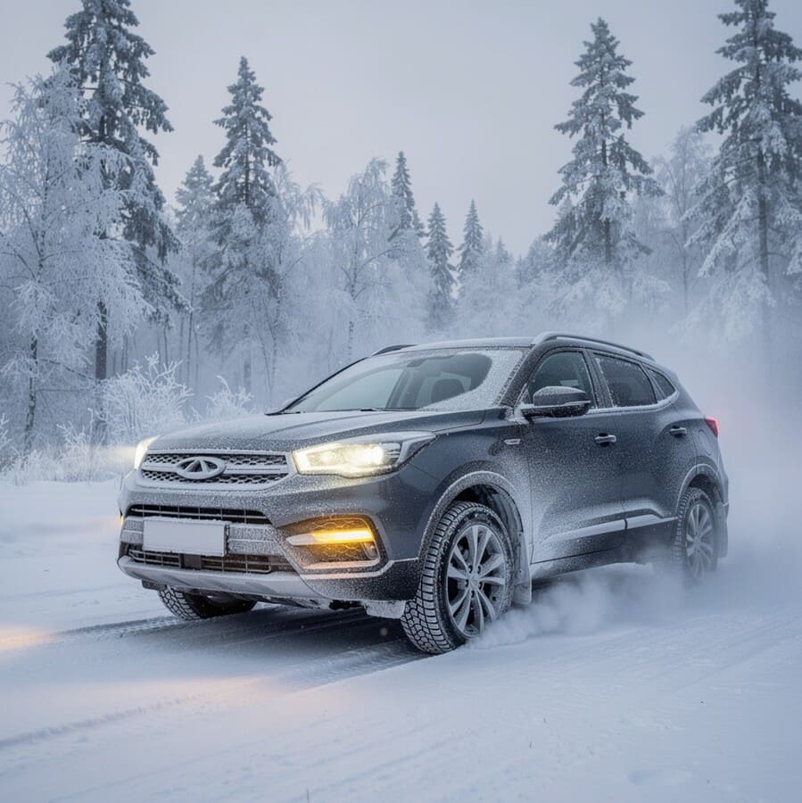 Chery tiggo зимой в России